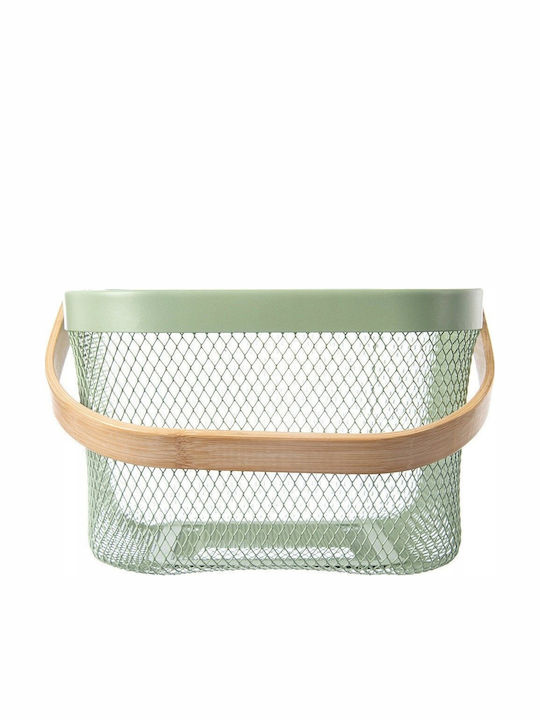 Orion Καλάθι Αποθήκευσης Bamboo Πράσινο 27x24.5x17.5cm