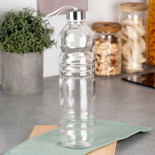 Orion Glas Wasserflasche mit Schraubdeckel Transparent 1000ml