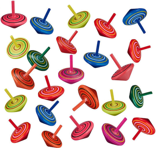 Set 24 Titirezi De Lemn Colorați Albastru Galben Roșu 4.5x4x4 Cm