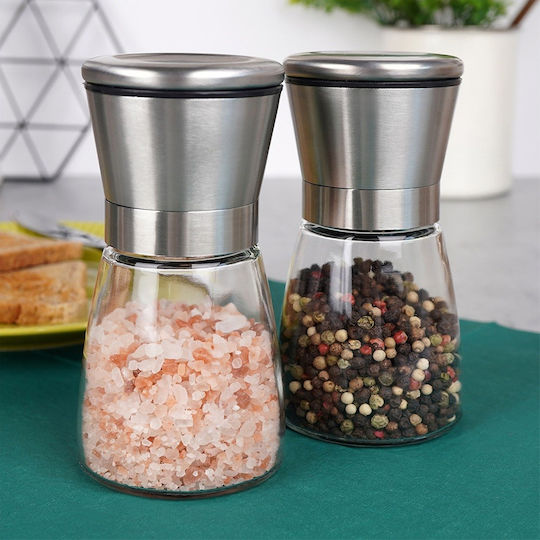Vilde Vilde Salz- und Pfeffermühlen-Set Handbuch aus Glas 2 Stück