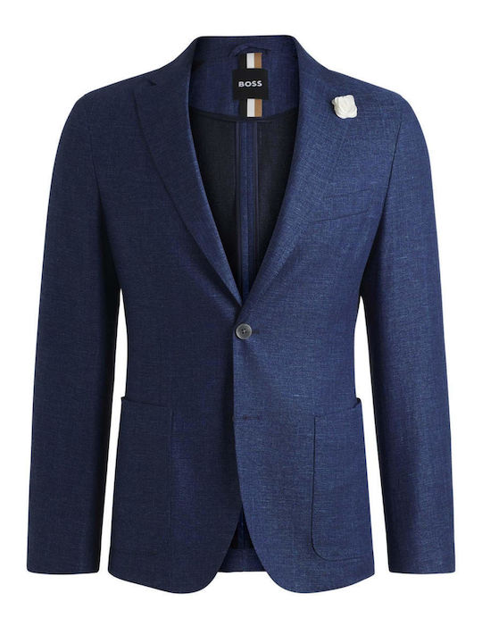 C Hanry Men's Summer Suit Jacket Slim Fit Dark Blue