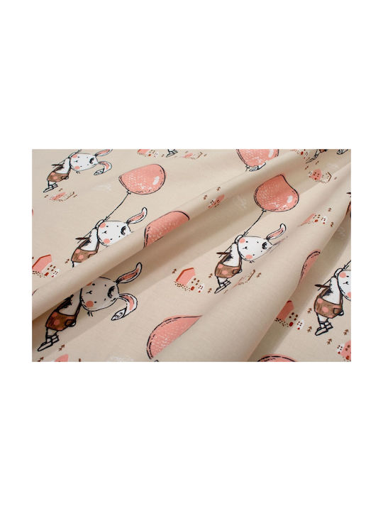 Dimcol Floating Bunny 714 Kids Single Cotton Duvet Cover Beige-Salmon 160x240cm