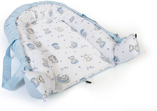 Dimcol Βρεφικό Μαξιλάρι Φωλιά Bear's Nest White-sky Blue 60x85εκ.