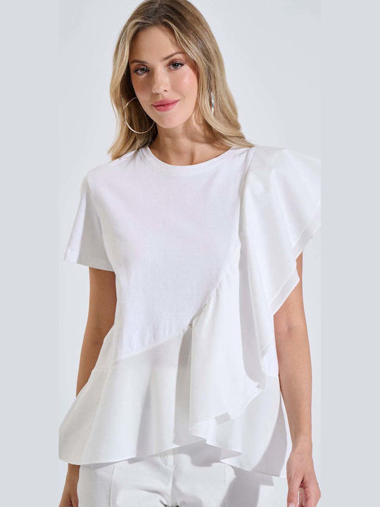 Women's Cotton Short Sleeve Top White