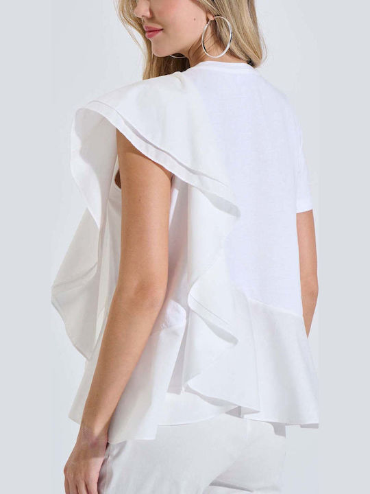 Women's Cotton Short Sleeve Top White
