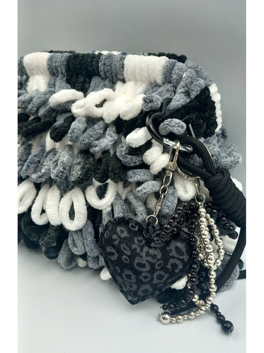 Knitted Women's Handbag Black / White / Gray