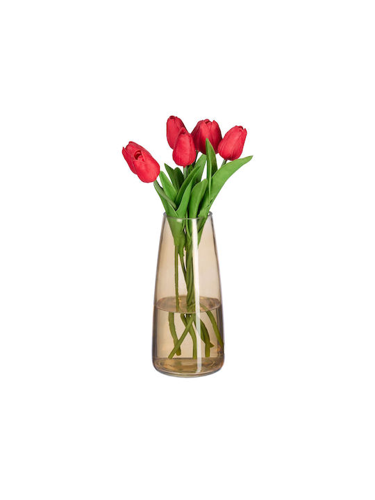 Relaxdays Decorative Brown Glass Vase 10xH21.5cm