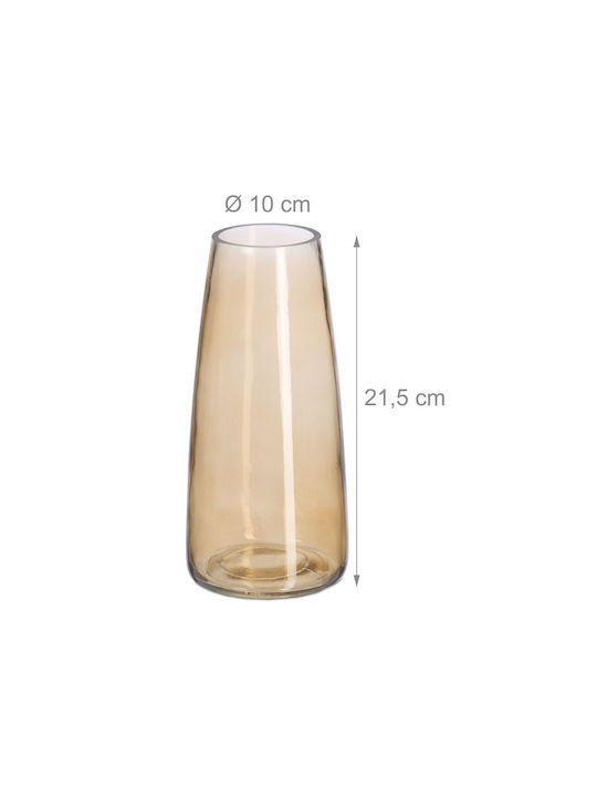 Relaxdays Decorative Brown Glass Vase 10xH21.5cm