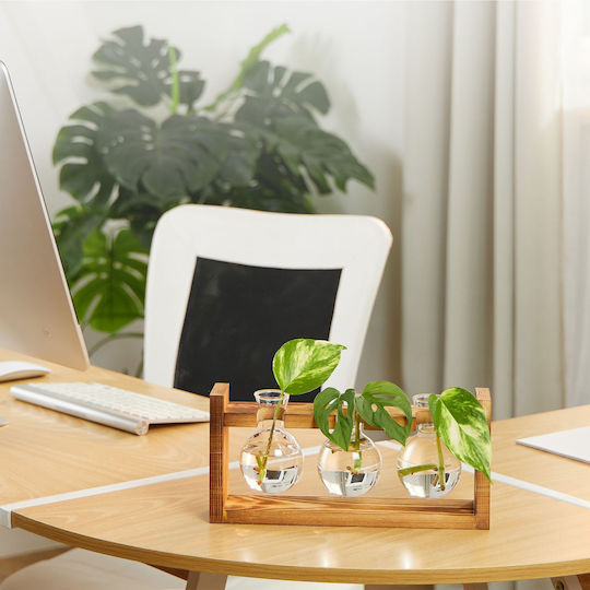 Relaxdays Vază Decorativă Din Sticlă Bej 13x6.5xÎnălțime 28cm