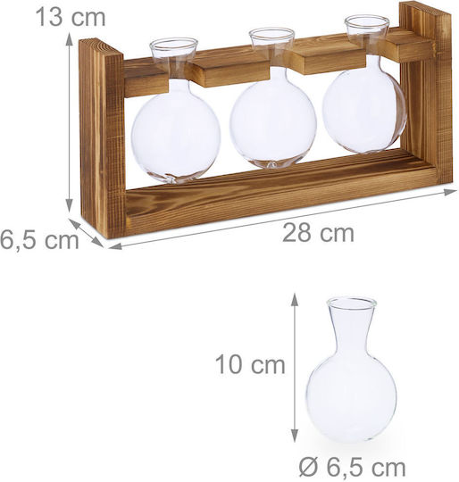 Relaxdays Vază Decorativă Din Sticlă Bej 13x6.5xÎnălțime 28cm