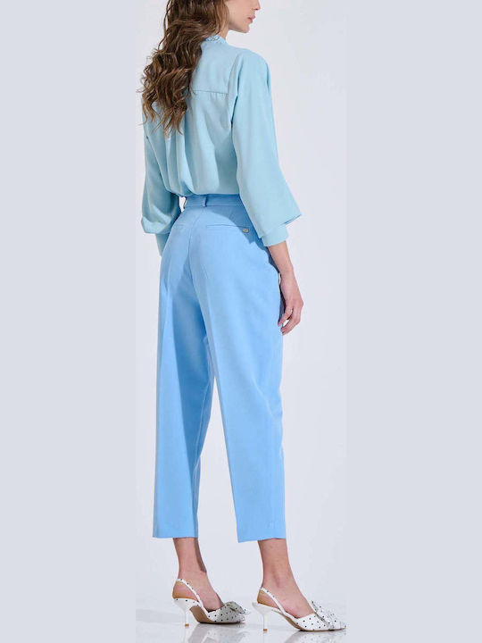 Women's Fabric Trousers Light Blue