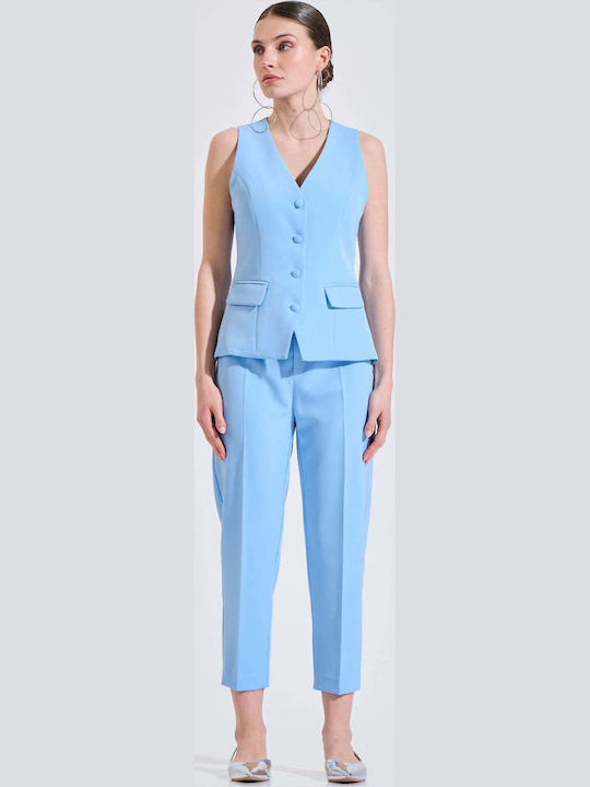 Women's Fabric Trousers Light Blue