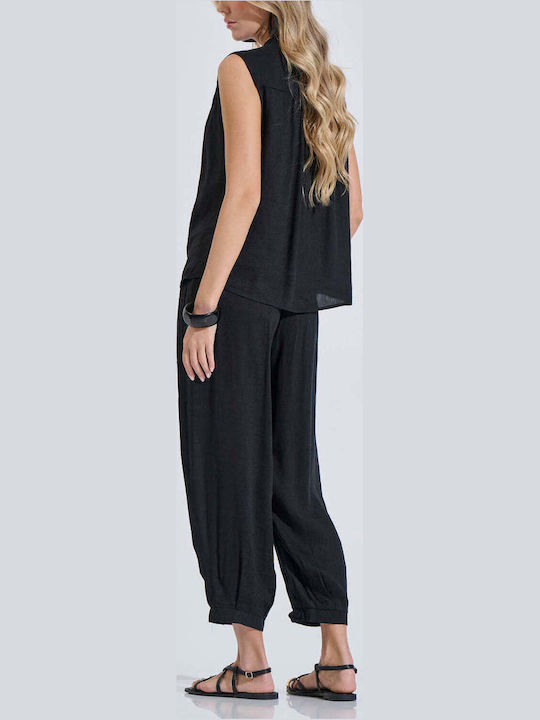 Women's Black Set with Pants with Rubber Band