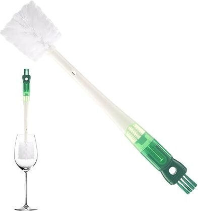 Perie De Curățare 5 În 1 Pentru Pahare Din Sticlă Sticle Cană Accesorii Flippy Cu Mâner Lung Pentru Curățare Paie Capace Ușor De Agățat 36x7x7cm Verde-alb