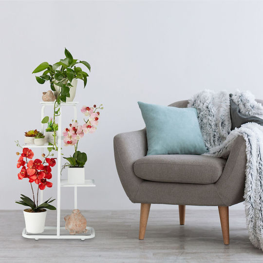 Relaxdays Ραφιέρα Γλάστρας Λευκή 81x44x24.5εκ.