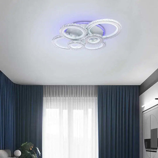 Alista Home Πλαφονιέρα Οροφής Λευκή με Ενσωματωμένο LED και Κρύσταλλα και Τηλεχειριστήριο
