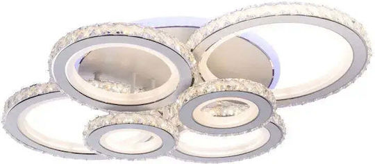 Alista Home Πλαφονιέρα Οροφής Λευκή με Ενσωματωμένο LED και Κρύσταλλα και Τηλεχειριστήριο