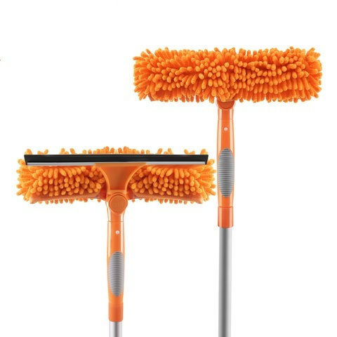 Aparat De Curățat Geamuri Telescopic 3 În 1 Zola 1.8 M Racletă 180° 3 Lavete Microfibră 25 Cm Portocaliu