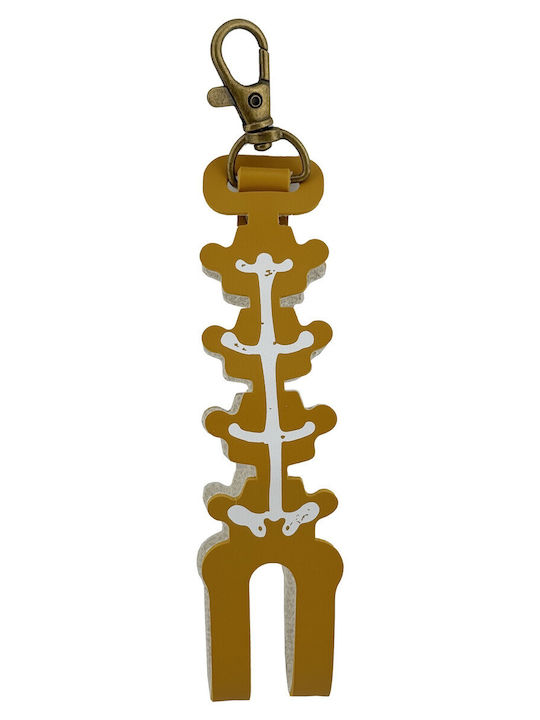 Breloc Pandantiv Kendama Flippy Tip Suport Chei Print Craniu Din Piele Ecologică 26 X 3.2 Cm Maro Deschis