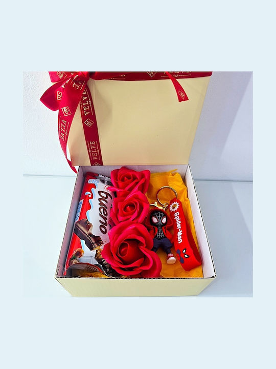 Joy Box Spider-man Kids Set Figurine Keychain 3 Red Soap Roses Kinder Bueno Joy Box Spider-man Kids Set Figurine Keychain 3 Red Soap Roses Kinder Bueno