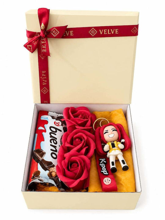Joy Box K-pop Star Kids Set Figurine Anime Breloc 3 Trandafiri Roșii Săpun Kinder Bueno