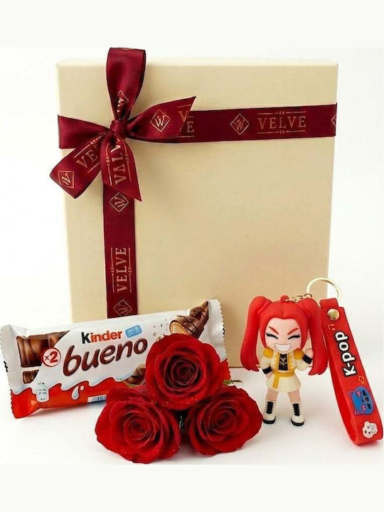 Joy Box K-pop Star Kids Set Figurine Anime Breloc 3 Trandafiri Roșii Săpun Kinder Bueno