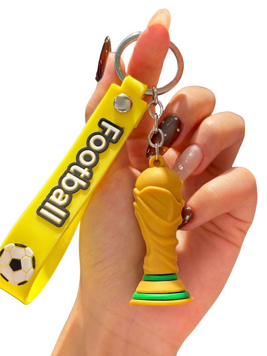 Breloc Flippy Trofeu Model Fotbal Mascotă Cupa Mondială Accesorii Chei Rucsac Cauciuc Moale 26 G 6.2 X 3.4 Cm Galben