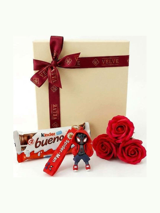 Joy Box Spider-man Set Figurine Breloc Copii 3 Trandafiri Roșii Săpun Kinder Bueno