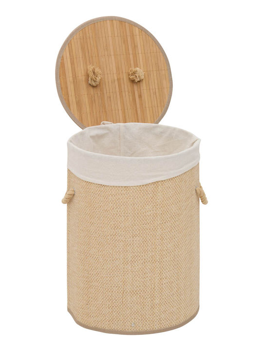 5Five Stemy Laundry Basket Bamboo 48lt with Cap 37x37x51cm Beige