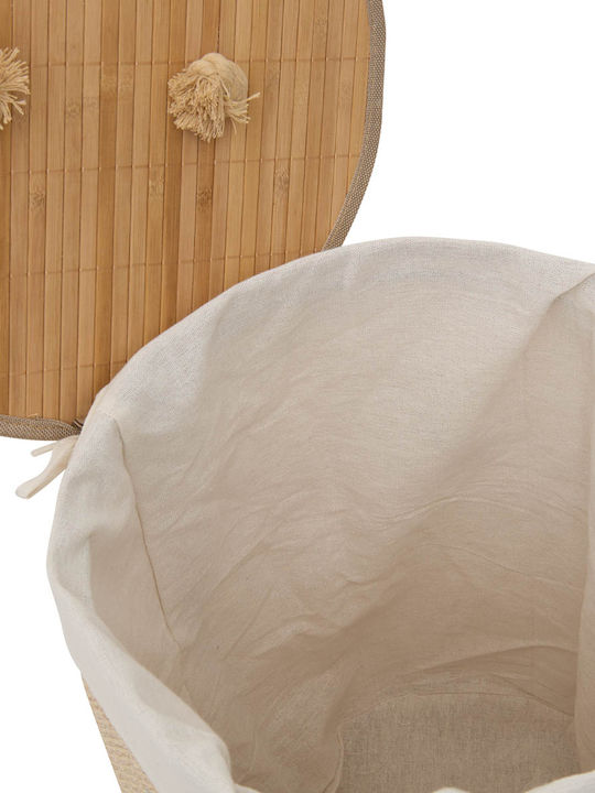 5Five Stemy Laundry Basket Bamboo 48lt with Cap 37x37x51cm Beige