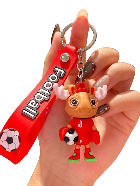 Breloc Flippy Cerb Model Mascotă Fotbal Cupa Mondială Accesoriu Chei Rucsac Cauciuc Moale 26 G 6.2 X 3.4 Cm Roșu