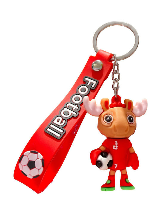 Breloc Flippy Cerb Model Mascotă Fotbal Cupa Mondială Accesoriu Chei Rucsac Cauciuc Moale 26 G 6.2 X 3.4 Cm Roșu