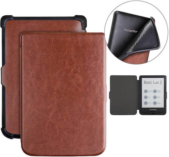 Pocketbook Флип Капак Издръжлив Кафяв (Pocketbook 606, 616, 617, 618, 627, 628, 632, 633)