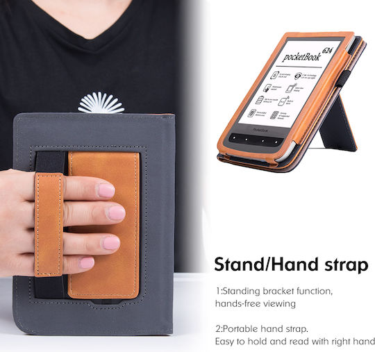 Pocketbook Pocketbook Basic Lux 2 Klappdeckel Dauerhafte Braune Tablet Hülle