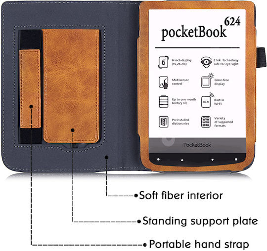 Pocketbook Pocketbook Basic Lux 2 Klappdeckel Dauerhafte Braune Tablet Hülle