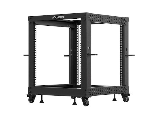 Lanberg Offener Rack 19″ 12u Verstellbare Tiefe 600-1000mm Schwarz