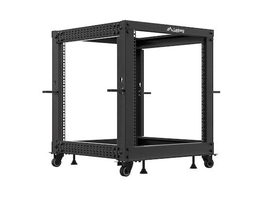 Lanberg Offener Rack 19″ 12u Verstellbare Tiefe 600-1000mm Schwarz