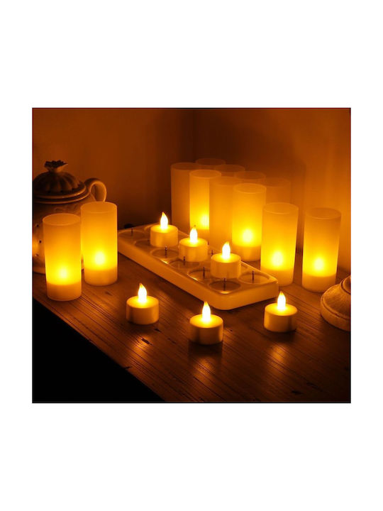 Decorative Lamp Charging Base & LED Warm White Candle 12pcs 28.5x9.5cm