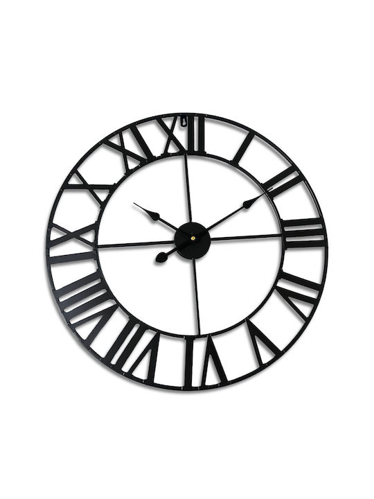 Relaxdays Ρολόι Τοίχου Μαύρο Ø60cm