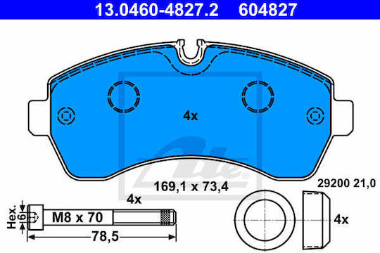 Накладки за спирачки Mercedes-benz Sprinter 4 6-t Body 906 Ate 13046048272