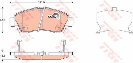 Set Plăcuțe De Frână Auto Față Trw Honda City Iv Jazz Ii Siglă 1.2-1.5 03.99-03.09 54.5mm 131.5mm 15.6mm Senzori Uzură