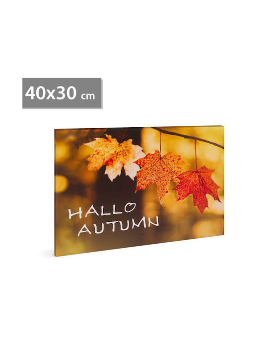 Pictură Led Hello Autumn 40 X 30 Cm Decor De Perete Lumină Alb Cald 2 X Baterii Aa