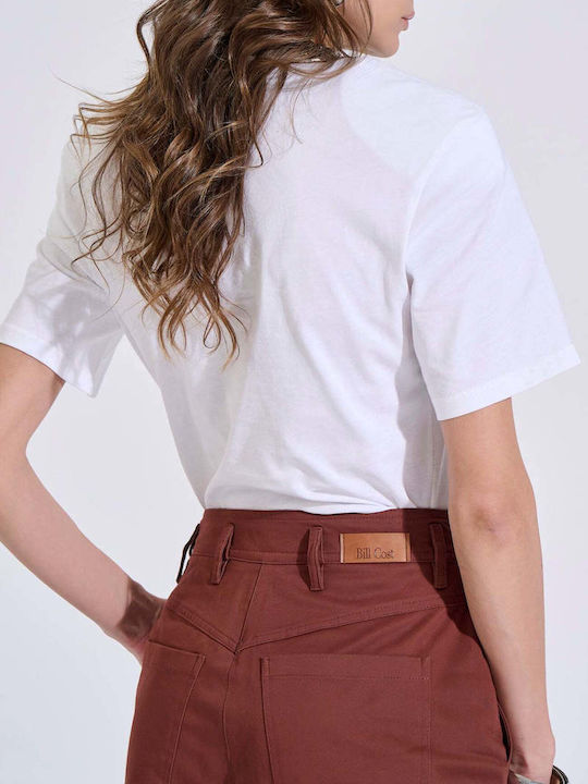 Damen Hochgeschnittenes Stoffhose in Karotte Passform Braun 10-060823-0-Braun-S