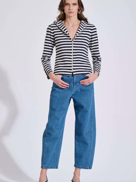 Women's Cardigan with Zipper Blue
