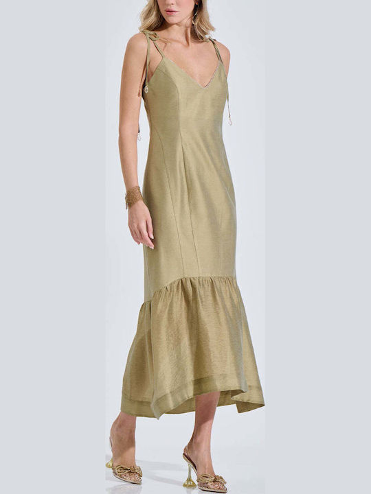Summer Dress with Ruffles Olive