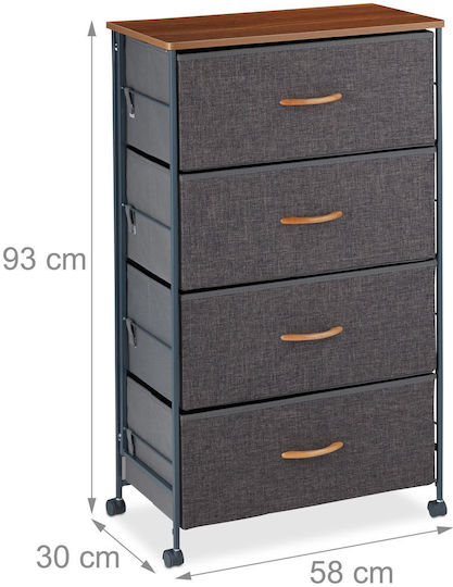 Storage Drawers from Wood Metal & Fabric L58xW30xH93cm