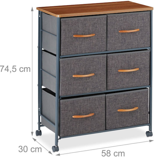 Storage Drawers from Wood Metal & Fabric L58xW30xH74.5cm