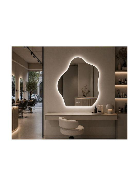 Futura Oglindă de Perete cu Alb Ramă din & Iluminare LED 80x70cm 1buc