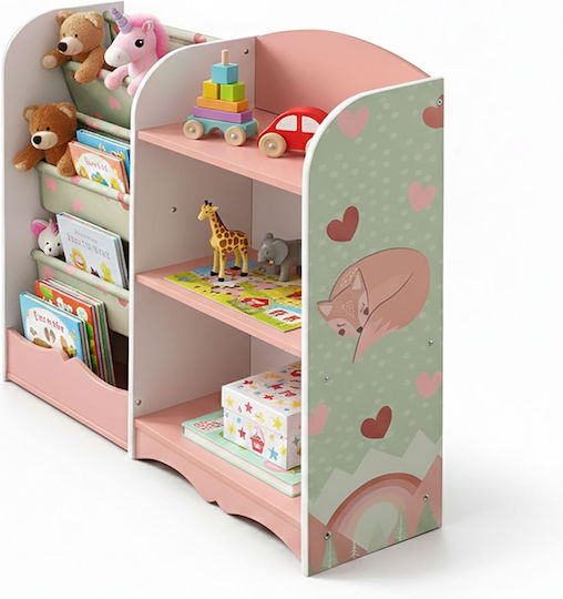 Bibliotecă de Pardoseală din Lemn Roz 80x82x26cm Bibliotecă de Pardoseală din Lemn Roz 80x82x26cm