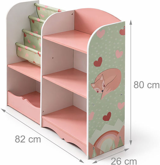 Bibliotecă de Pardoseală din Lemn Roz 80x82x26cm